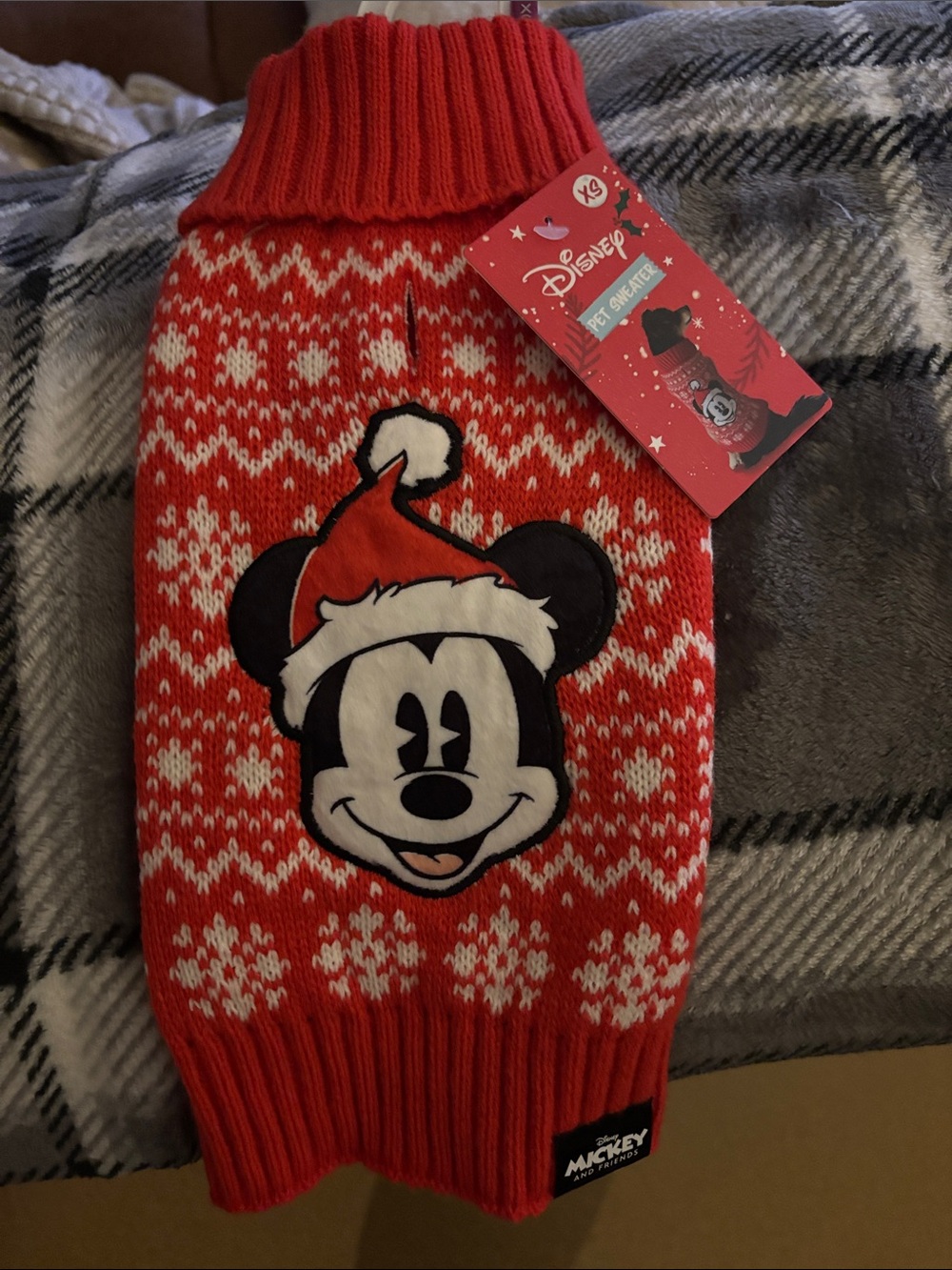 Disney Red & White Mickey Mouse Holiday Pet Sweater